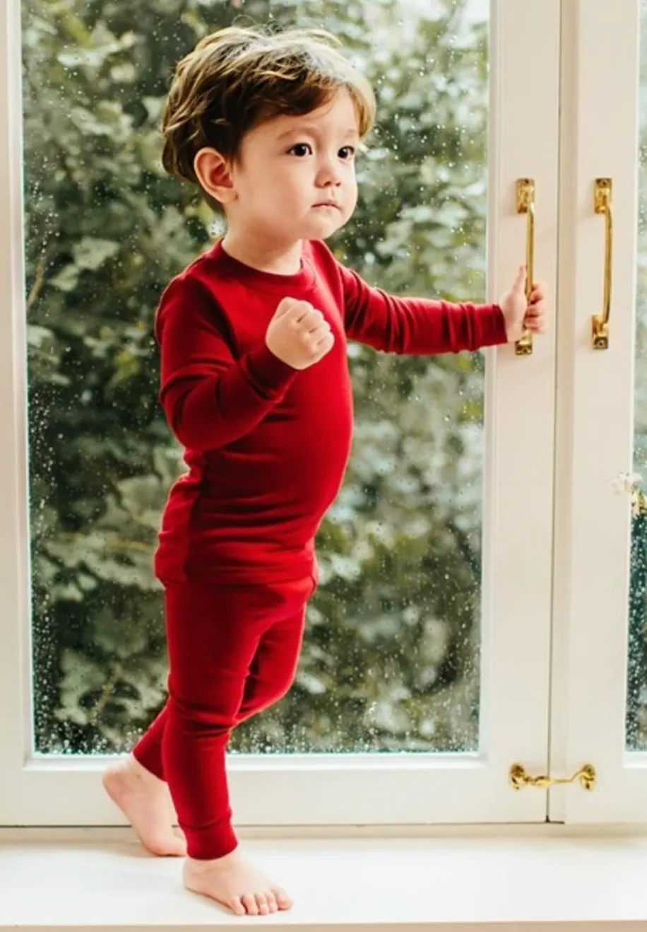 Basic Kids Modal Pajamas in Dark Red (2T)