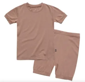 Basic Kids Short-Sleeve Pajamas in Milk Chocolate