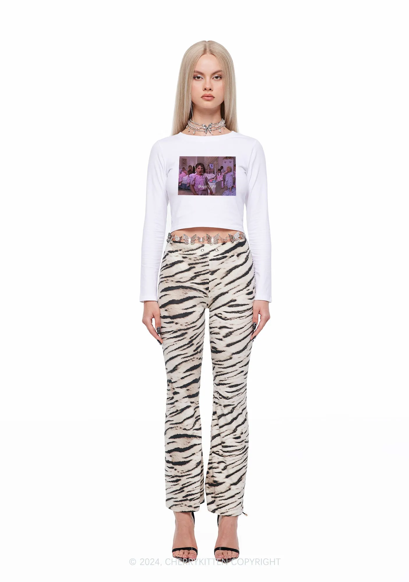 Boys Ugh Y2K Long Sleeve Crop Top Cherrykitten