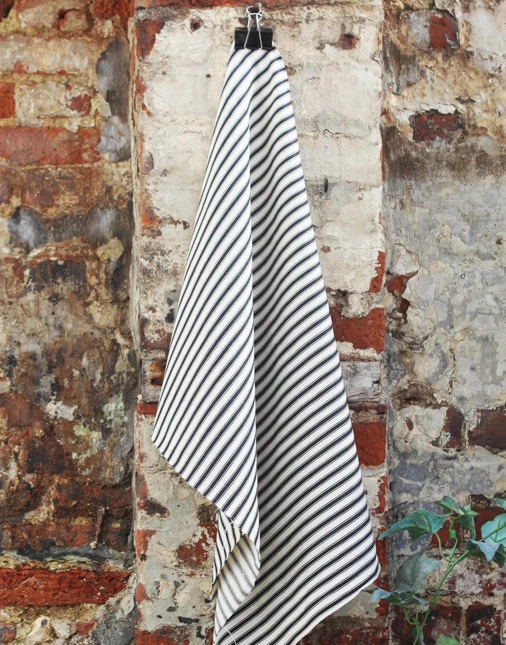 Cotton Ticking Stripe Fabric, Black