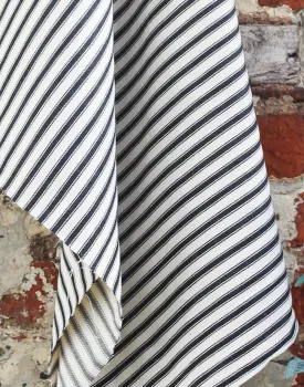 Cotton Ticking Stripe Fabric, Black
