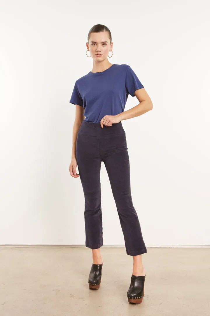 Crop Flare Corduroy Leggings in Navy