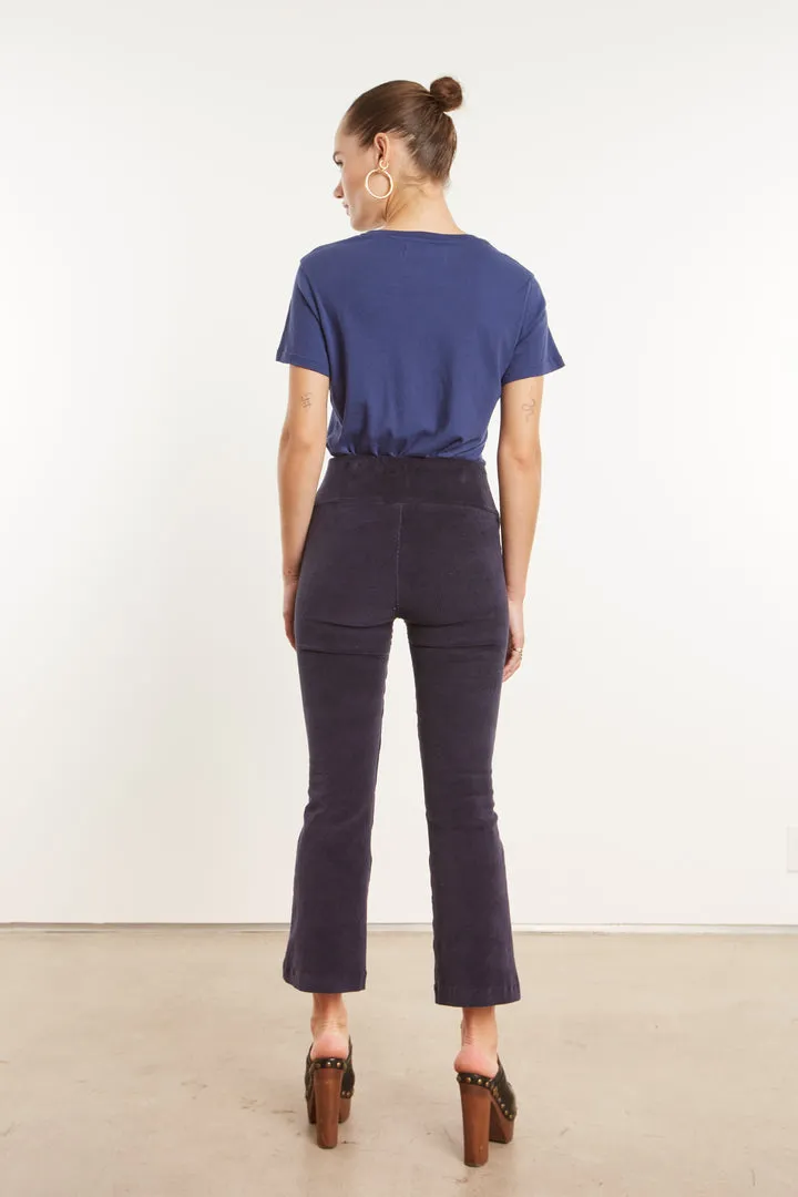 Crop Flare Corduroy Leggings in Navy