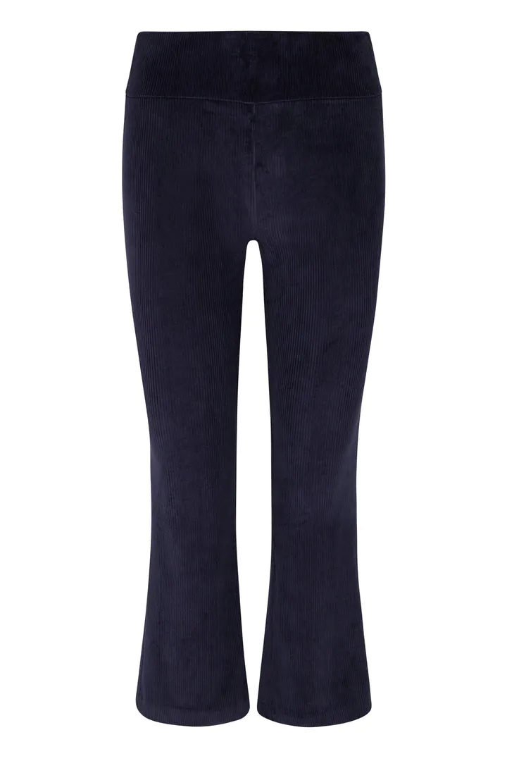 Crop Flare Corduroy Leggings in Navy
