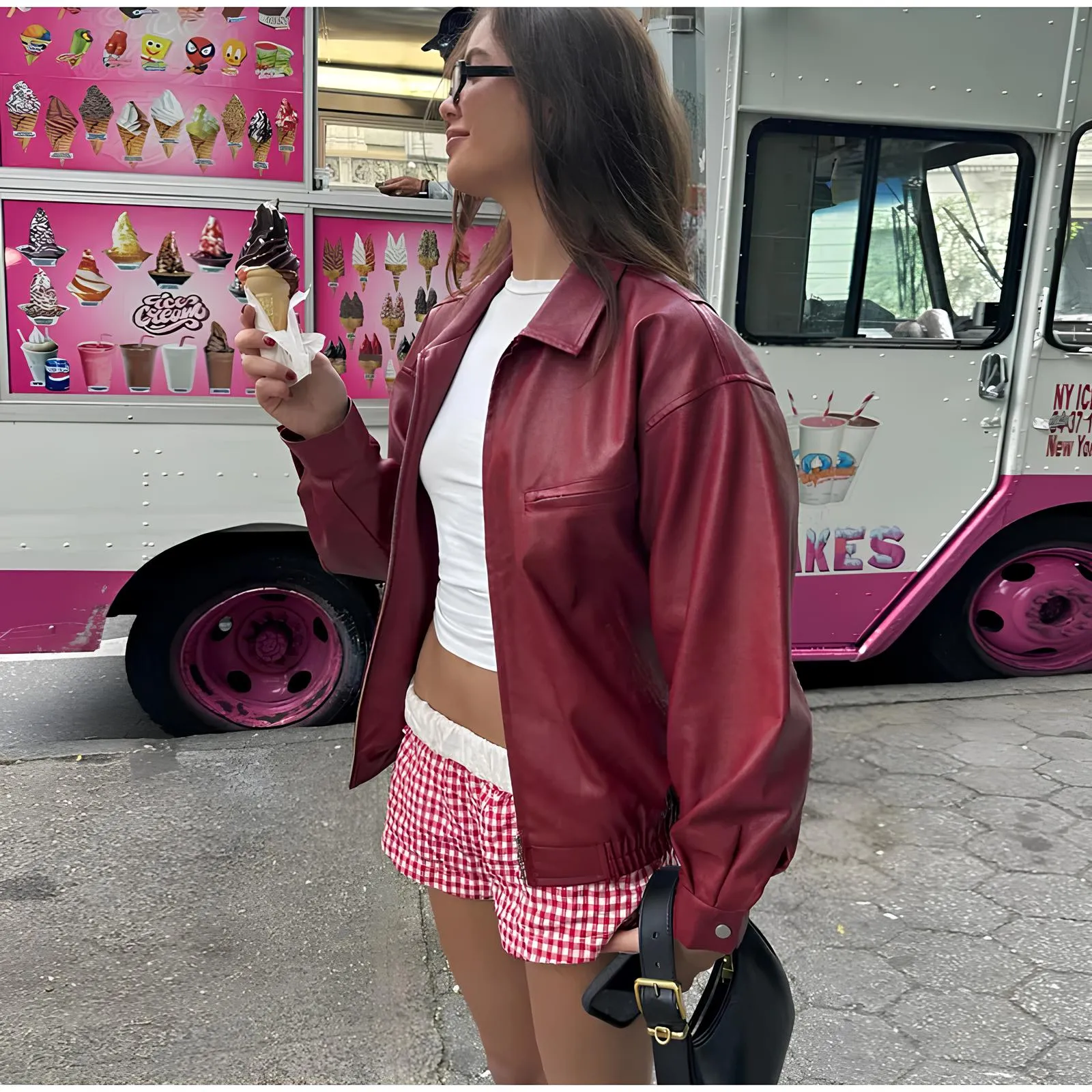 Elegant Burgundy Faux Leather Jacket – A Chic Streetwear Essential