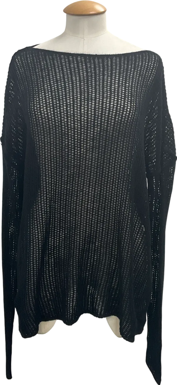 Free People Black Wednesday Super soft 100% Cashmere open Knit jumper UK S