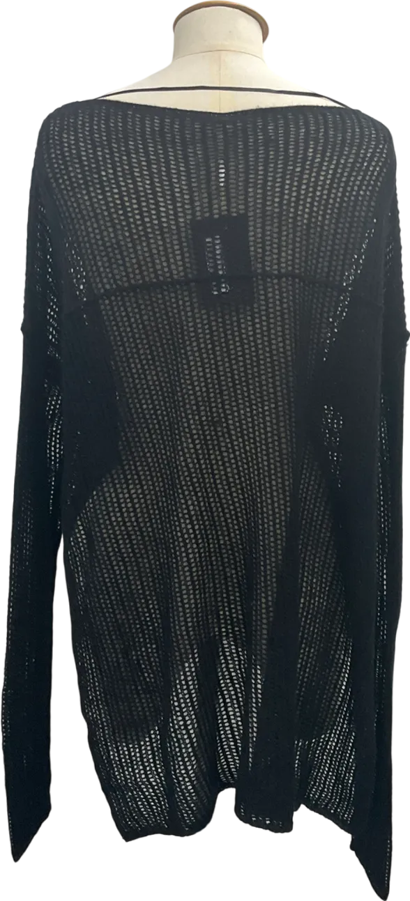 Free People Black Wednesday Super soft 100% Cashmere open Knit jumper UK S