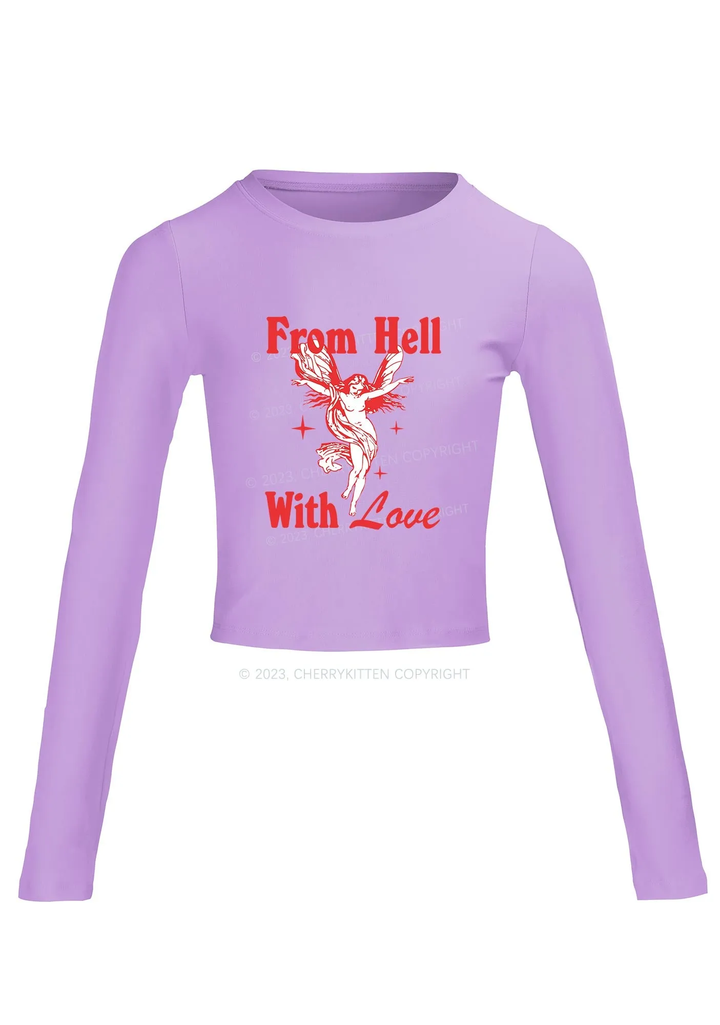 From Hall With Love Long Sleeve Crop Top Cherrykitten