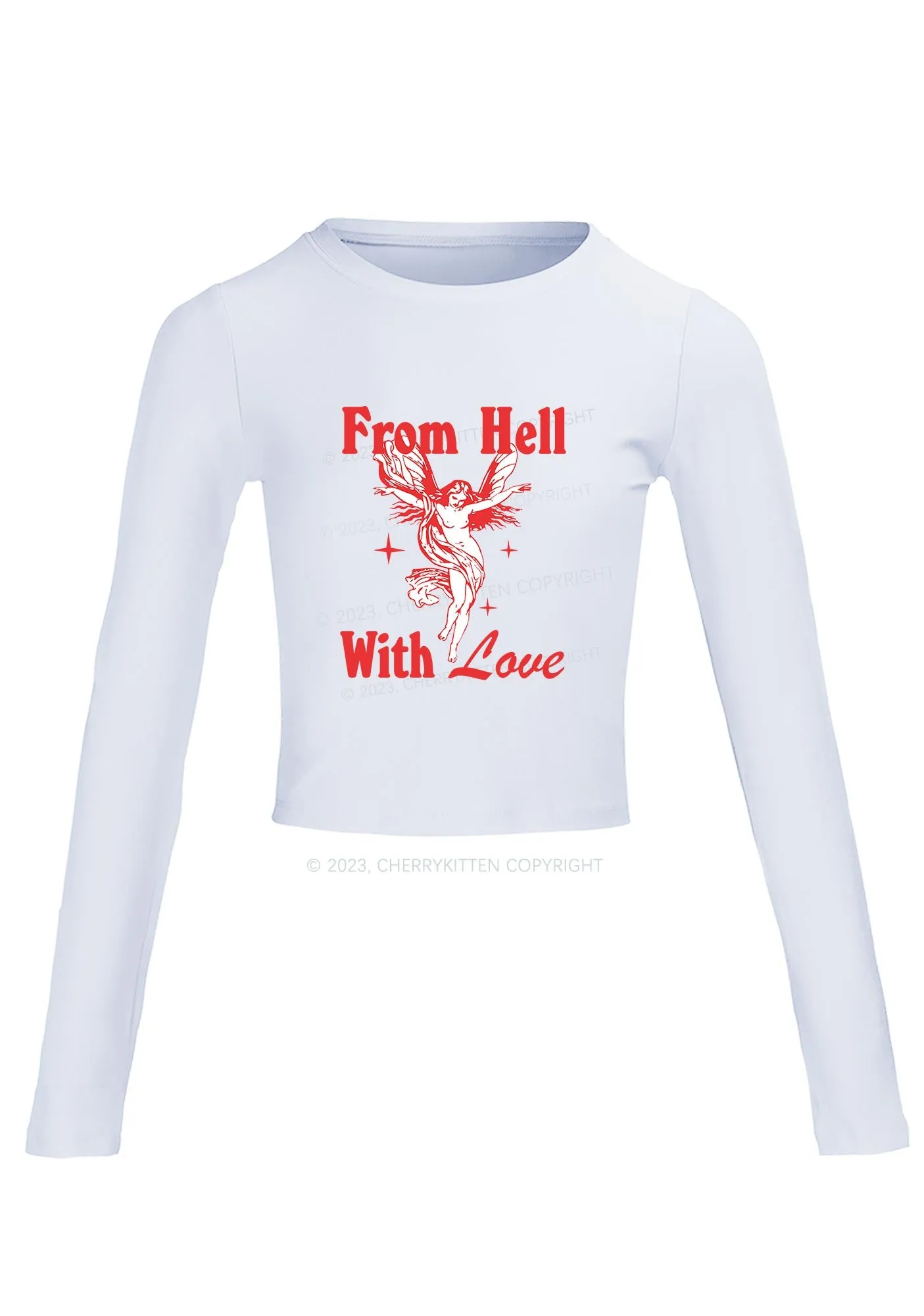 From Hall With Love Long Sleeve Crop Top Cherrykitten