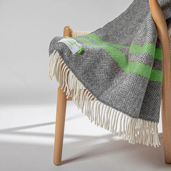 Green And Grey Cashmere And Merino Throw