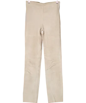 H&M Beige High Waist Real Suede Leggings UK 10
