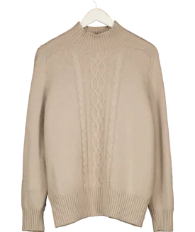 J.McLaughlin Beige Cashmere Blend Cableknit Jumper UK XL