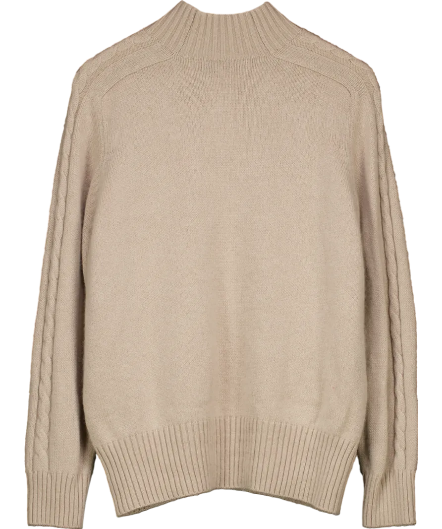 J.McLaughlin Beige Cashmere Blend Cableknit Jumper UK XL