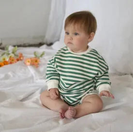 Lennyco - Long-sleeve Striped Romper | Green