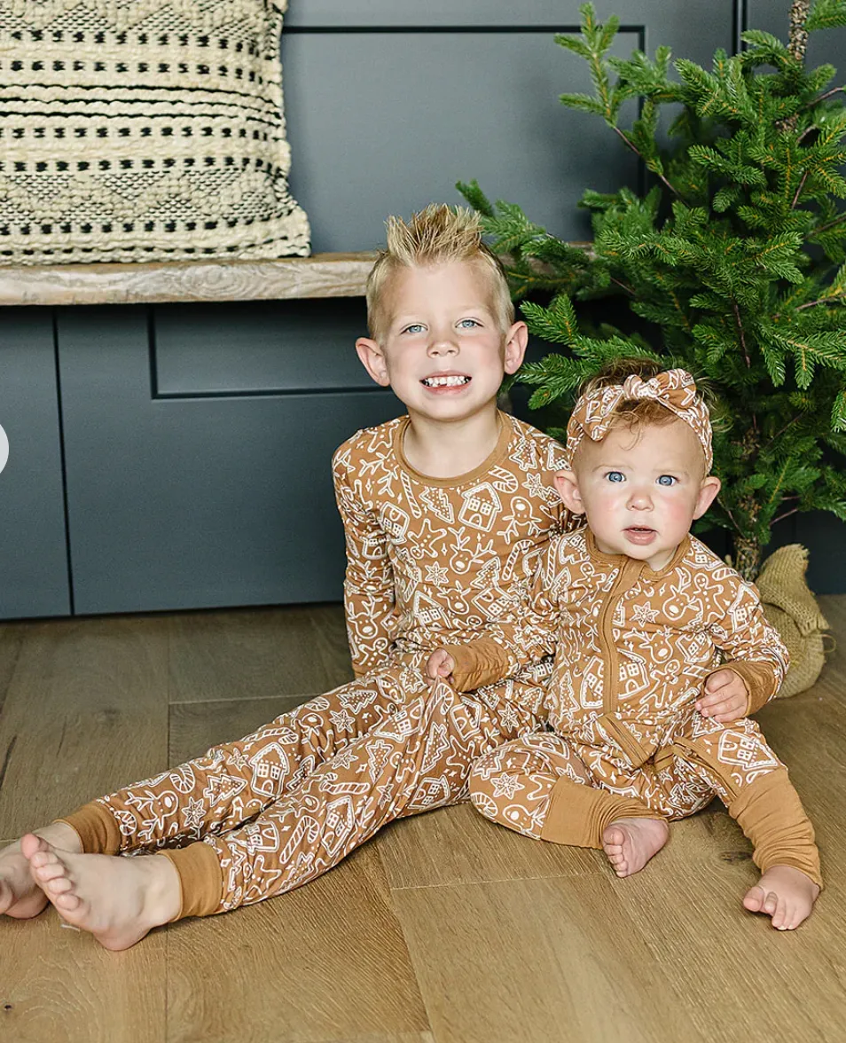 Mebie Baby - Bamboo Zip Romper in Gingerbread