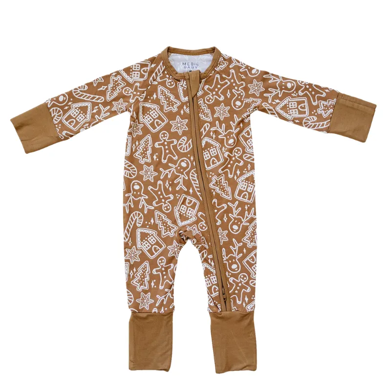 Mebie Baby - Bamboo Zip Romper in Gingerbread