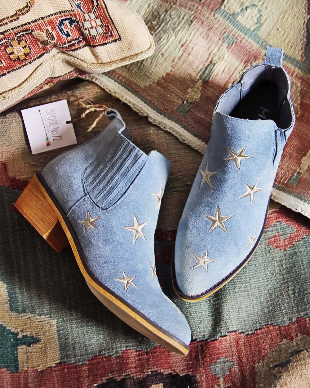 Starry Night Suede Boots in Sky