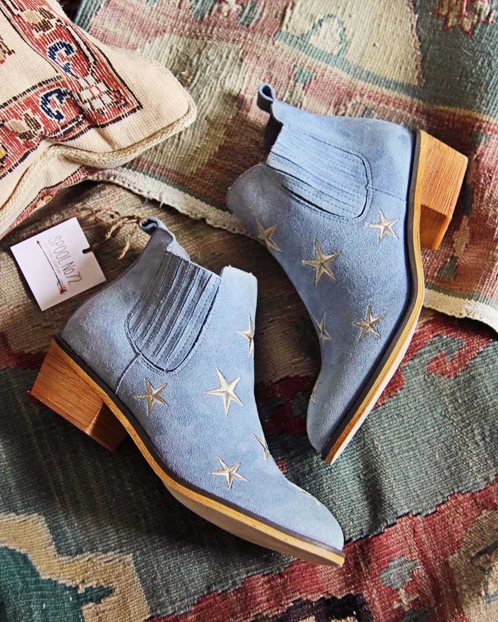 Starry Night Suede Boots in Sky