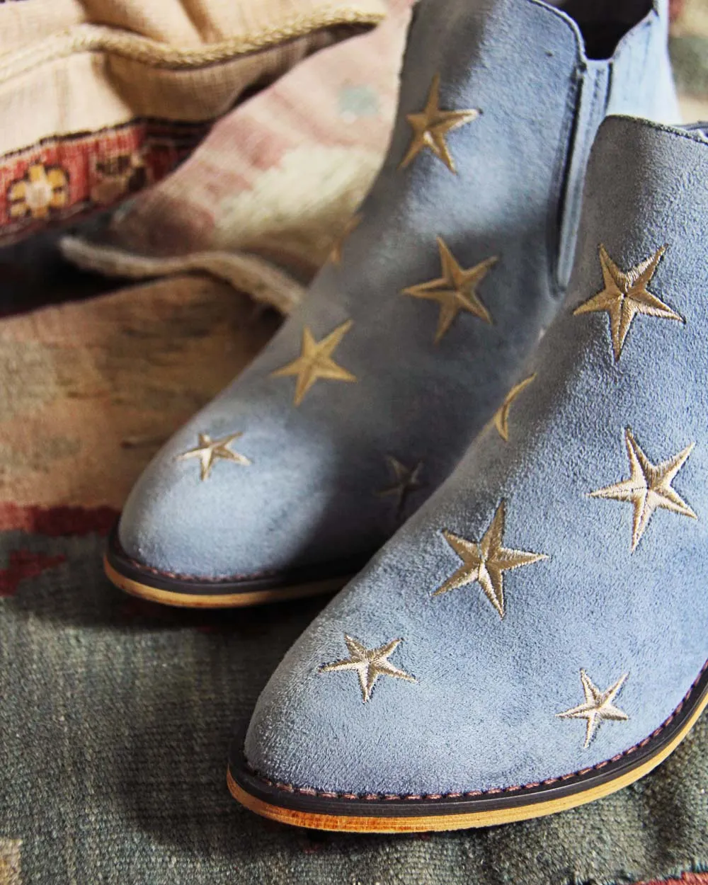 Starry Night Suede Boots in Sky