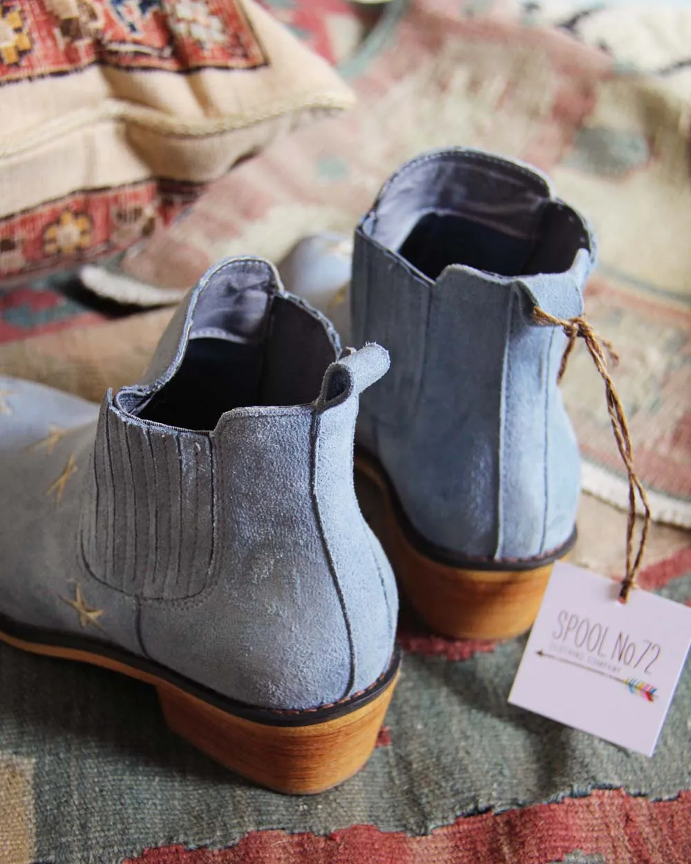 Starry Night Suede Boots in Sky